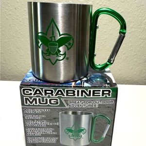 Stainless Steel Carabiner Mug with Green BSA Logo